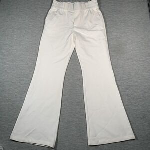ORTTU Pants Mens Small White Flare Elastic Waist Pull On High Rise Rayon Blend